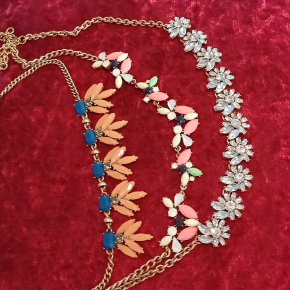 🔥🔥🔥J. Crew lot of 3 statement necklaces costume rhinestone - Picture 3 of 9